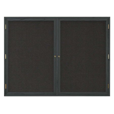 UNITED VISUAL PRODUCTS Double Door Indoor Enclosed Easy Tack Bo UV303EZ-BLUE-BLACK